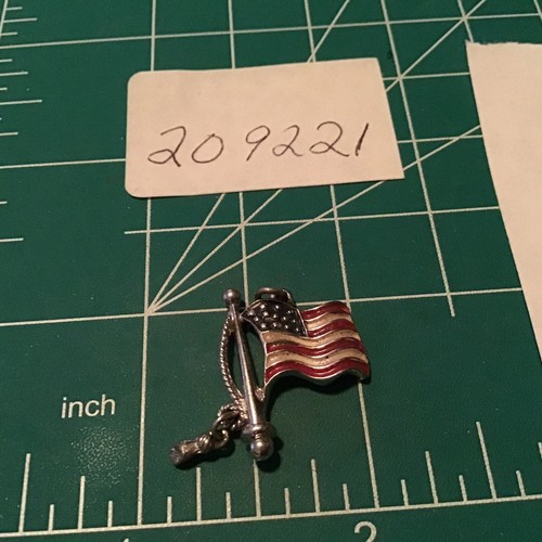 Vintage american flag enamel red white and blue charm Unmarked Silver