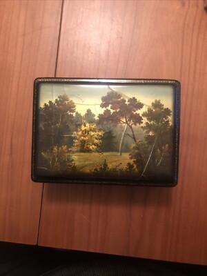 Vintage Black Oriental Asian Jewelry match Box The Peoples Republic Of China 