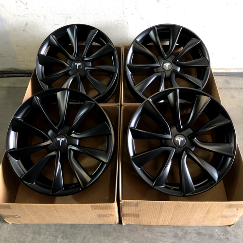 19" Tesla Model 3 Factory Wheels Rims Satin Black OEM Set of 4