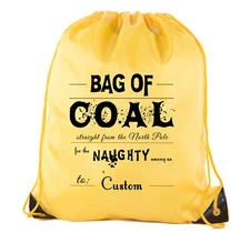 Gift Bag Coal From the North Pole Santa, Custom name Cinch Bags Gift for Kids!