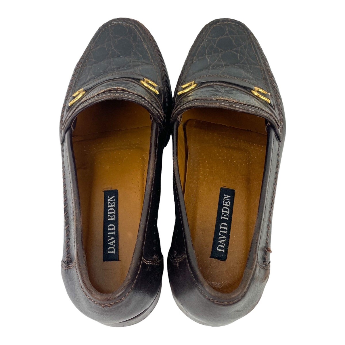 David Eden Alligator Brown Leather Horsebit Slip On Loafers  display picture 1
