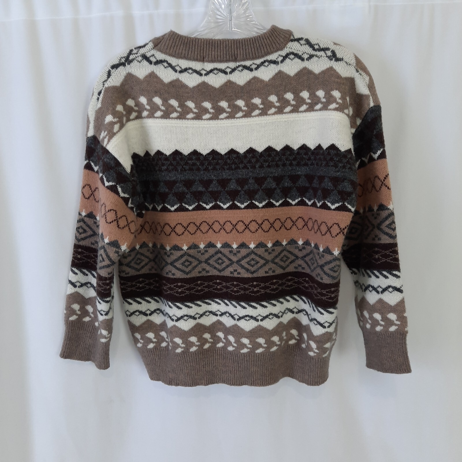 Romantichut Crew Neck Pullover Patchwork Khaki Sw… - image 2