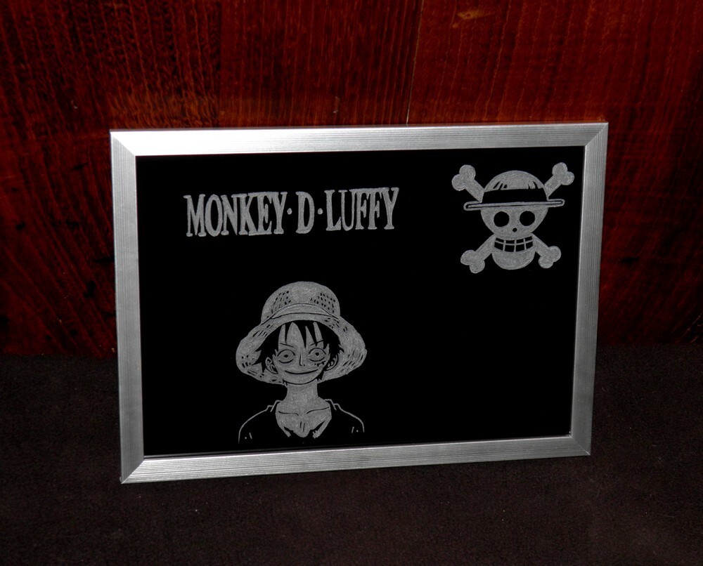 Gravure sur verre Monkey D. Luffy contre posters froissés déco durable verre