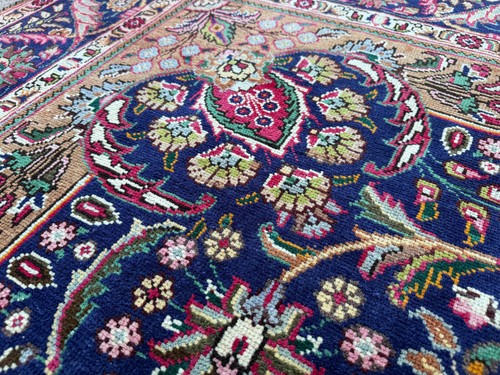 7x10 BLUE ANTIQUE ORIENTAL RUG HAND-KNOTTED purple vintage handmade real 6x10 ft