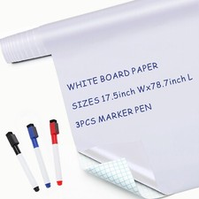 White Board Paper - 17.3 x 78.7 6.5 Feet - Self-Adhesive Dry Erase Board ...
