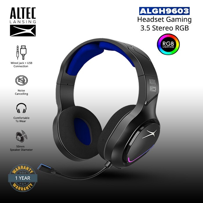 Altec Lansing ALGH9603/led wired gaming headset, (BLACK w/LED