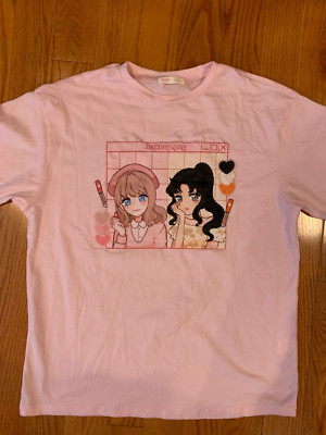Romwe kawaii magical girl anime graphic oversized tee S pink 80s aesthetic