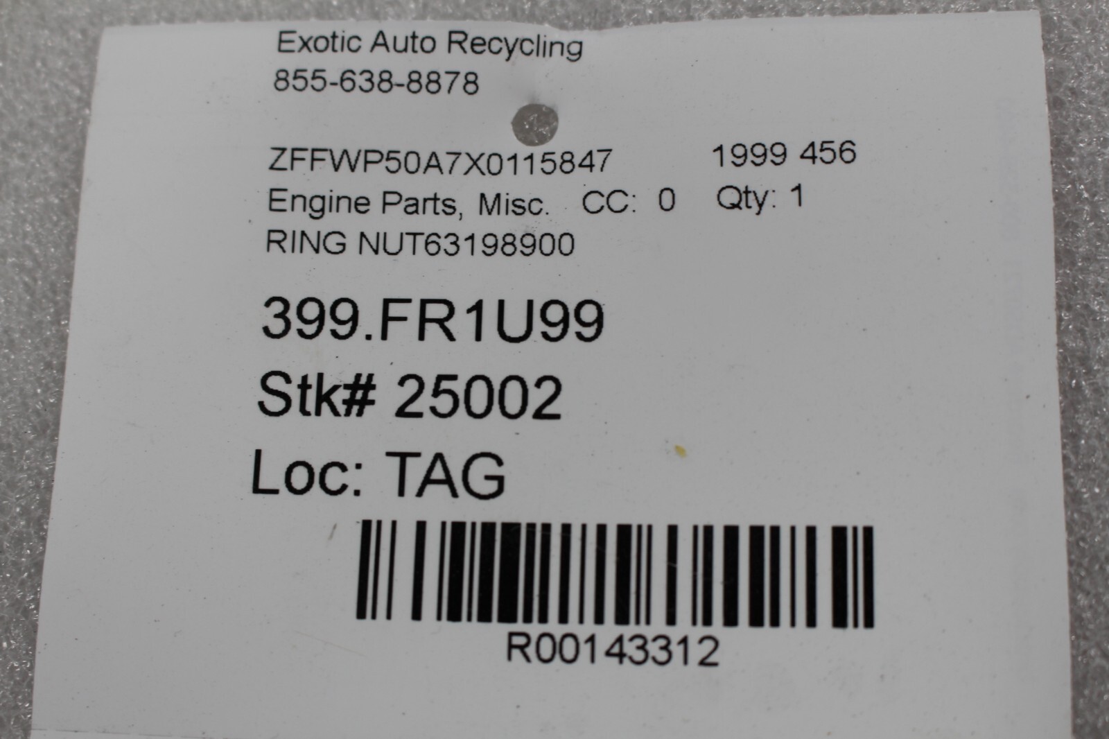 Ferrari 456, 550, 575, Fender Ring Nut, Used, P/N 63198900