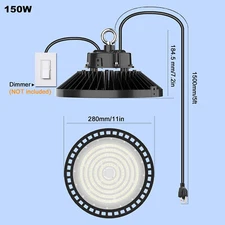 ETL Dimmable UFO High Bay LED Light Warehouse GYM Garage Commercial Lights IP65
