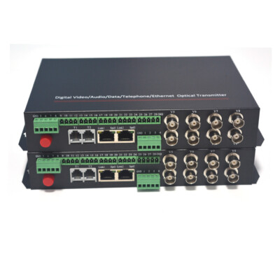 4 Video Ethernet RS485 422 data over Singlemode Fiber optic Transmitter Receiver