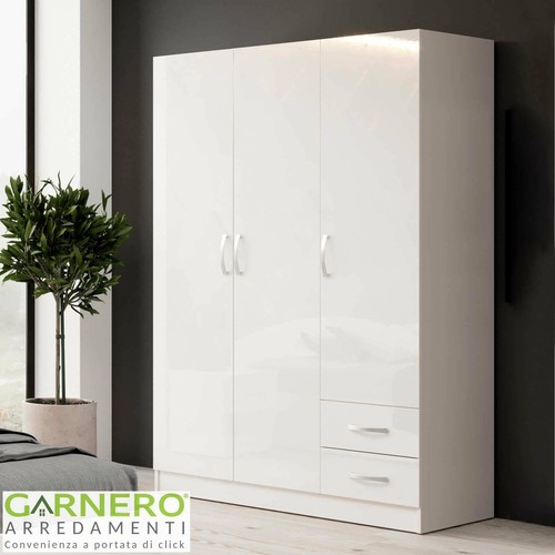Armadio Forte NIKO 120 130 3 Ante Con 2 Cassetti - Scandinavo, Rovere Sonoma, 123x185x53 Cm