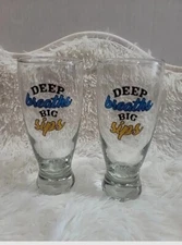 "Deep Breaths Big Sip”. Glass Goblet, 14.5 Oz, Beer/Wine Brand New (   1 Glass )