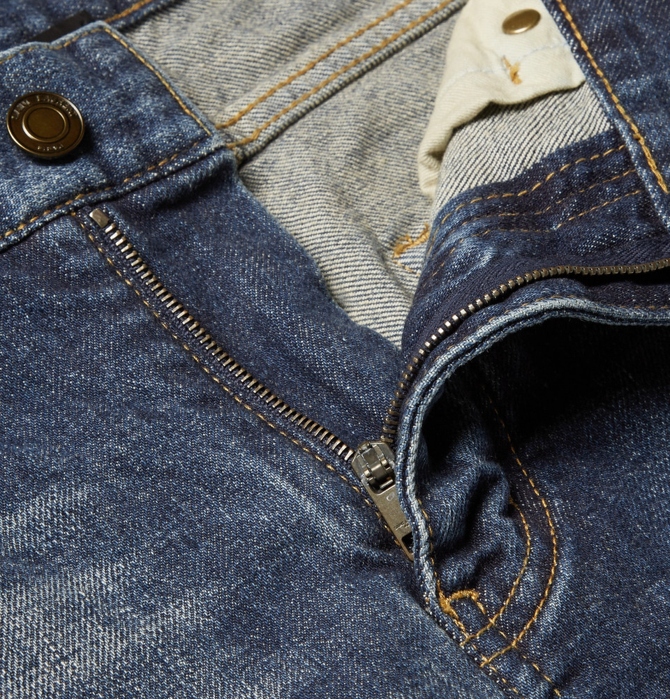 JEANS SAINT LAURENT SKINNY FIT 15 CM ORLO LAVATO DENIM ELASTICIZZATO TAGLIA 30 T02 $890