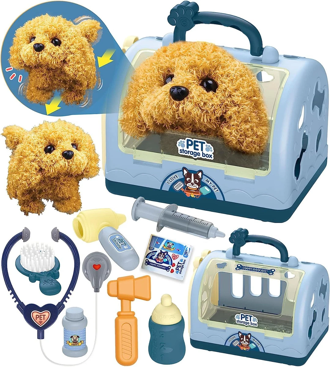 TEUVO Pet Care Playset Robot Dog Toys for Kids 12Pcs Kids Vet