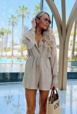 IN THE STYLE - PERRIE SIAN Dubai Playsuit shorts cover up beach BNWT SZ10 stone