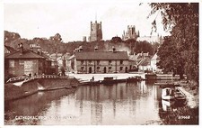 ELY CAMBRIDGESHIRE UK CATHEDRAL FROM RIVER PHOTO BROWN POSTCARD 