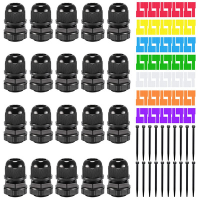 20 Stück PG7 Wasserdichte Kabelverschraubung IP68 Einstellbarer 3-6,5 mm Nylon K