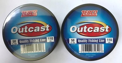 2 Spulen Von Zebco Outcast 22.5kg Klar Angelschnur (101m Jede)