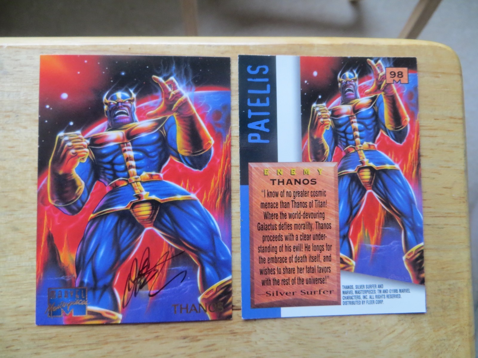 1995 MARVEL MASTERPIECES THANOS CARD # 98 SIGNED CREATOR JIM STARLIN ...