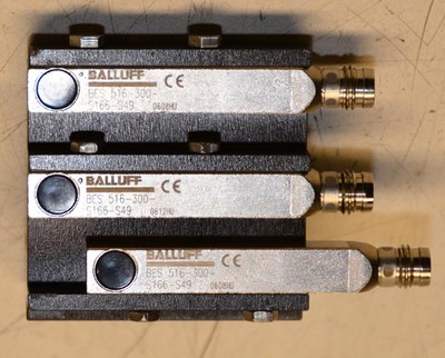 (3) Balluff Low Profile 90 Degree Proximity Sensors BES 516-300-S166-S49