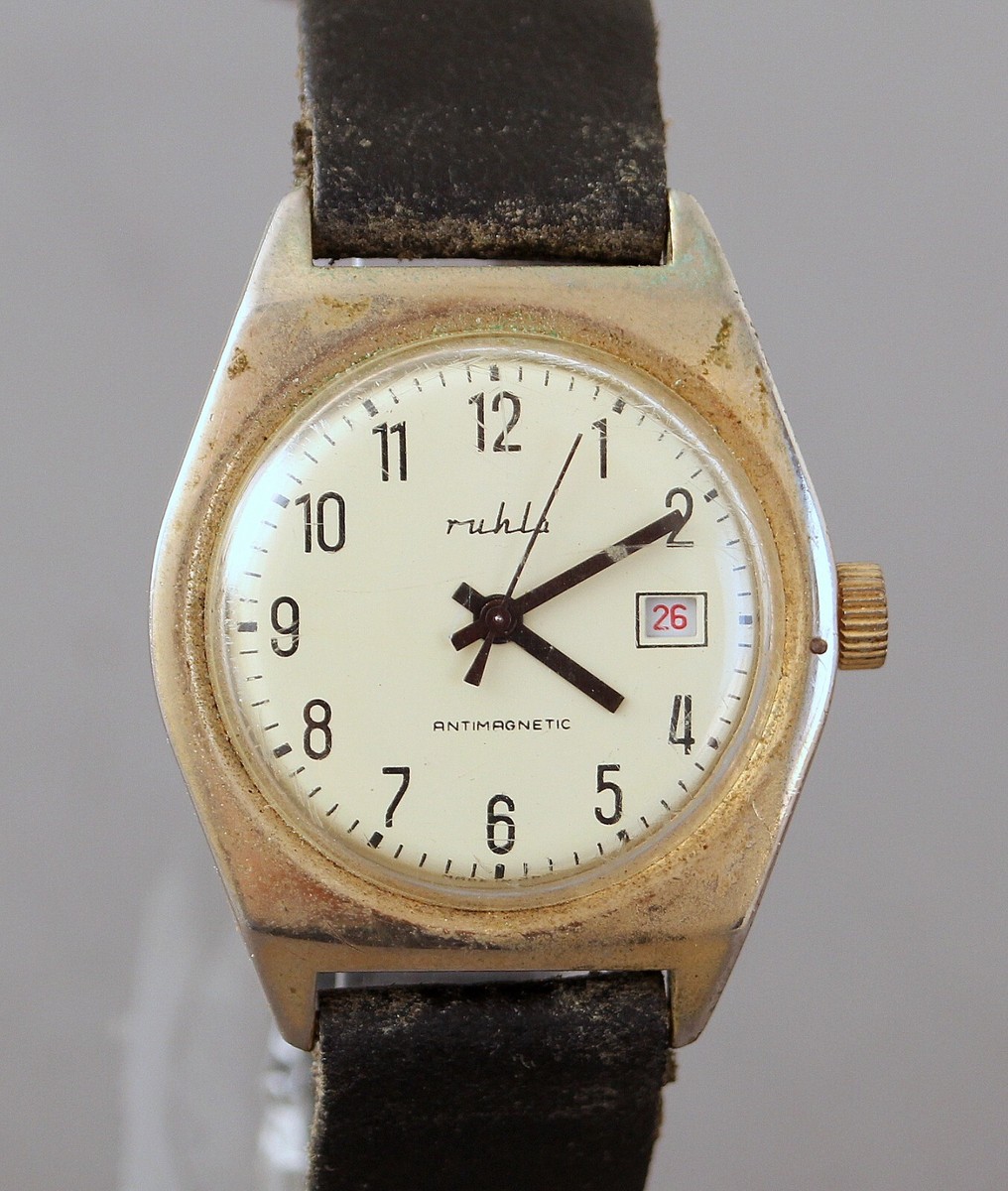 Vintage Herren Armbanduhr Uhr Ruhla Antimagnetic defekt 3333