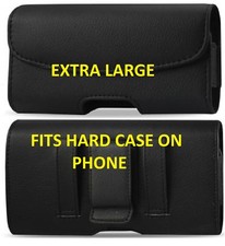 XL Black Leather Pouch Holder Belt Clip Loop Holster Case For AT T prepaid Phone
