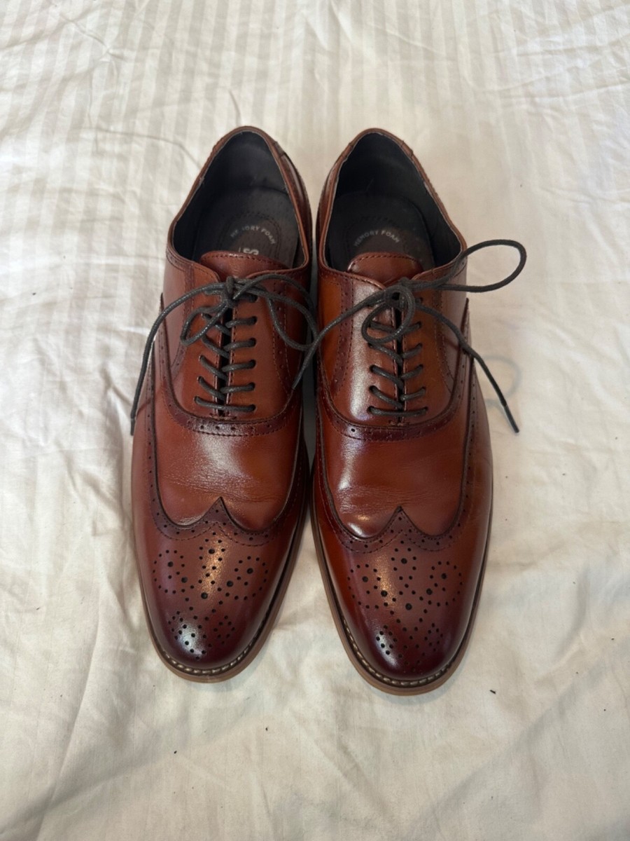EUC STACY ADAMS Dunbar Wingtip Oxfords, Cognac Leather, Men  display picture 1