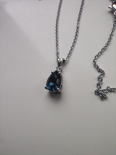 AAAAA Montana Blue Crystal & Topaz 925 Sterling Silver Pendant & 20" FREE Chain - Picture 2 of 6