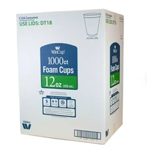 WinCup Foam Drink Cups, White, 12 Ounce (1,000 Count) FREE SAMEDAY SHIPPP!!!!