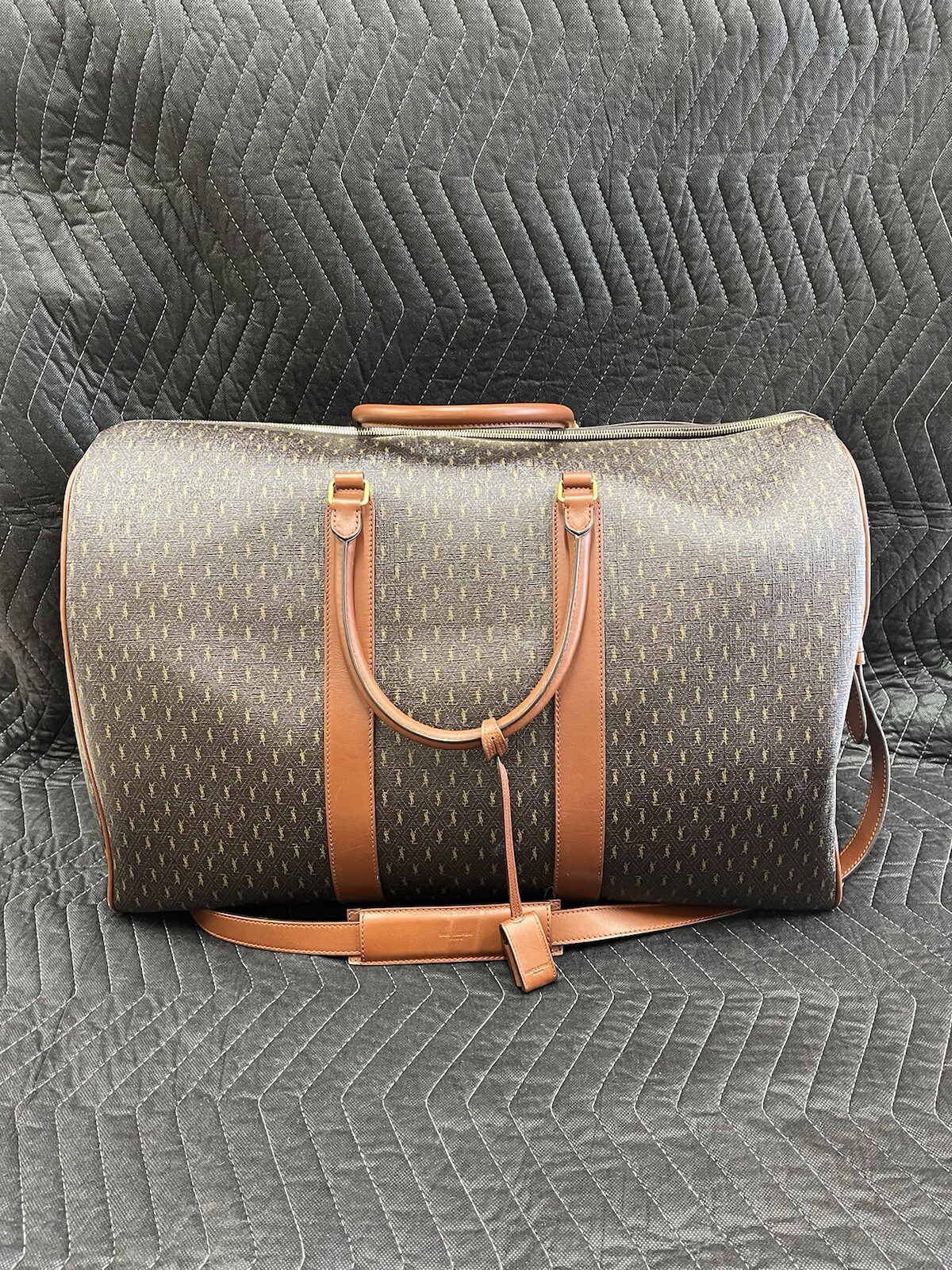 Saint Laurent Le Monogramme 72h Duffle in Brown Cassandre Leather Canvas