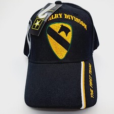 US Army 1st Cavalry Men's Ball Cap Hat Black Acrylic Embroidered