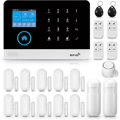 Wifi 4G Alarm System for Home Security, Wireless Home Alarm 20 Piece Kit with Si