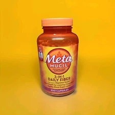 Metamucil Fiber 3-in-1 Psyllium Fiber Supplement 300 Capsules **FREE SHIPPING**