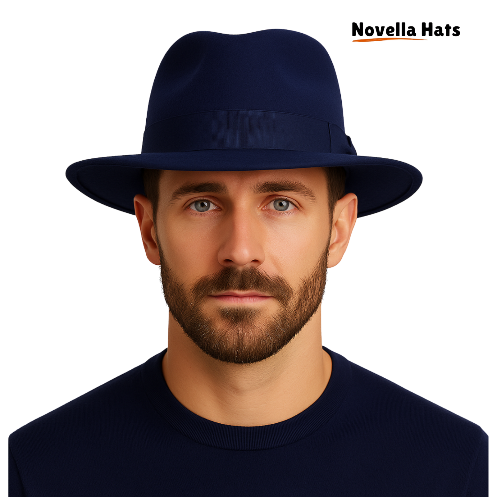 Fedora Hat Wide Brim Crushable Wool Men Women–Summer Hat with Grossgrain Band-image