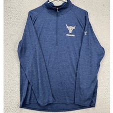 Under Armour Sweatshirt Mens XL Navy Heatgear Project Rock Heather Quarter Zip
