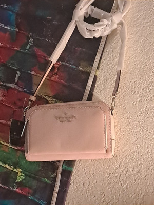 Kate Spade Dual Zip Around Crossbody Bag Pink Leather Purse 