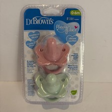 Dr Brown's Happy Paci 0-6m Pack of 2 Silicone Pacifiers -Pink  Green-