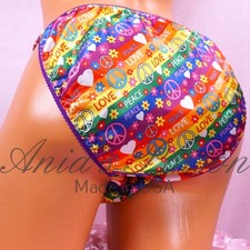 Sissy Satin Panties for MEN - Rainbow Pride Hippie Floral - shiny String Bikini