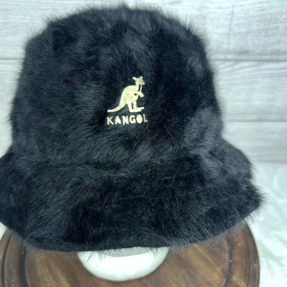 Chapéu balde vintage Kangol Furgora preto angorá mistura de pele de coelho tamanho P/M anos 90 - Imagem 2 de 4