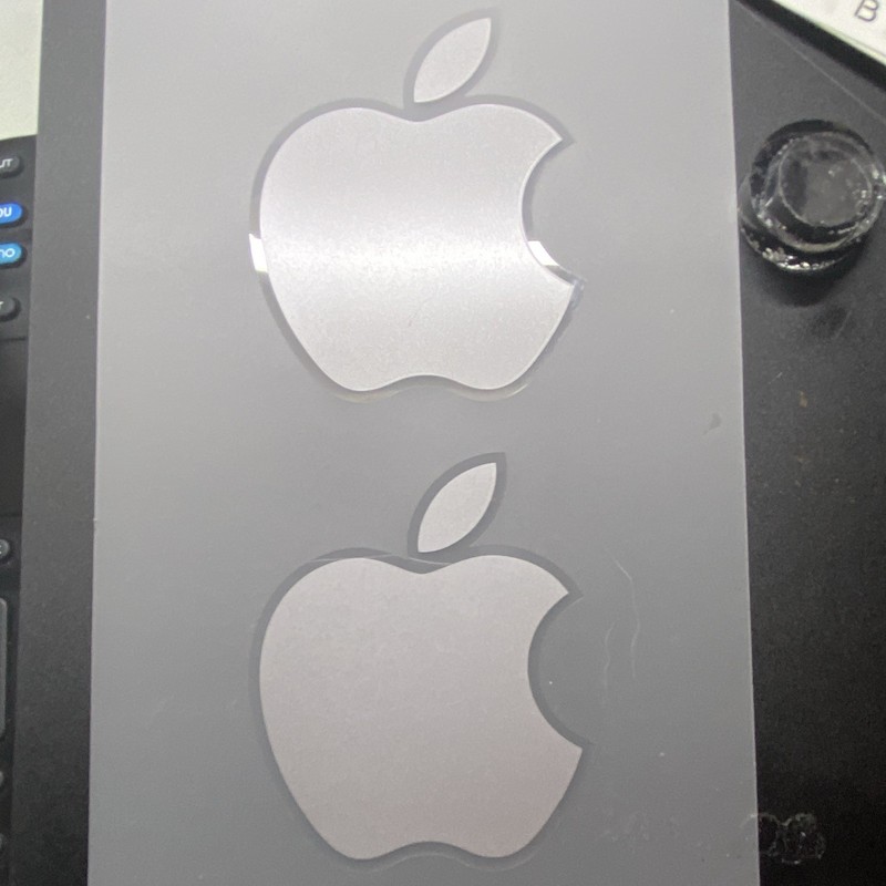Apple Logo Sticker Decals 2-Pack Silver/Gray "Designed by Apple"