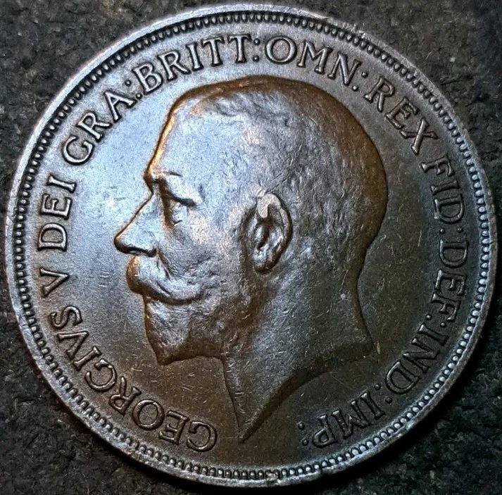 Die Clash Obv ~ 1918 United Kingdom One Penny ~ Mint Error Coin - Image 2 of 2