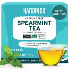 Spearmint Tea Bags - 100 Herbal Teabags Refreshing Non-GMO Mint Tea