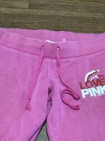 Vintage Y2K Victoria&rsquo;s Secret PINK Hot Pink Butt Logo Sweat Pants Womens Size XS