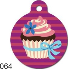 Pet Tags Personalized Pet ID tag for Dog and Cat ROUND Tag unique PINK Heart