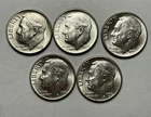 Lot Of 5 Roosevelt Silver 1955-P,  4/1959-D Dimes 10C Coins UNC