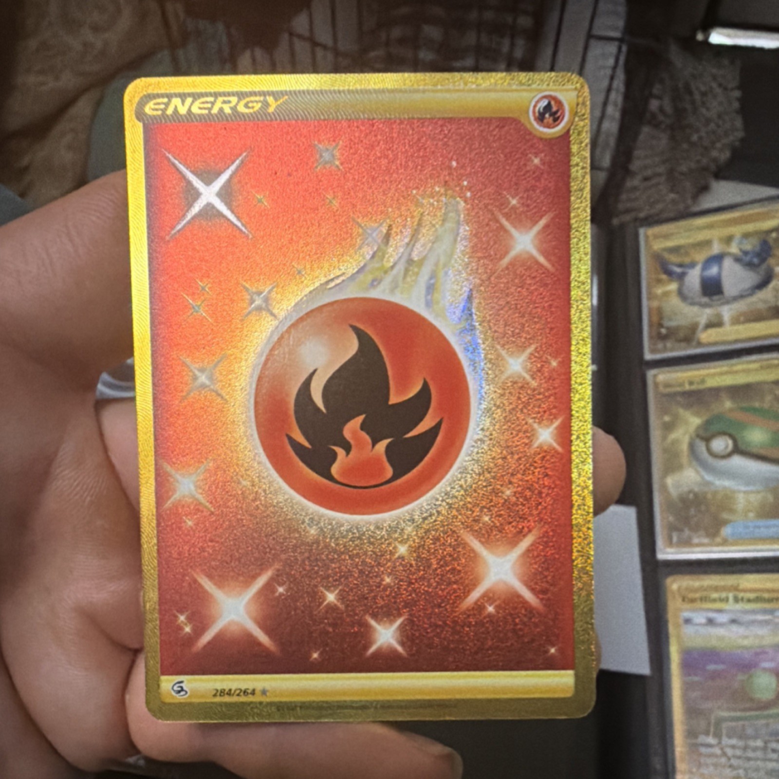 Pokémon Fire Energy 284/264 Swsh08: Fusion Strike Secret Rare Holo