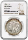1884 S $1 Morgan Silver Dollar NGC AU Details Cleaned Key Date Coin #015
