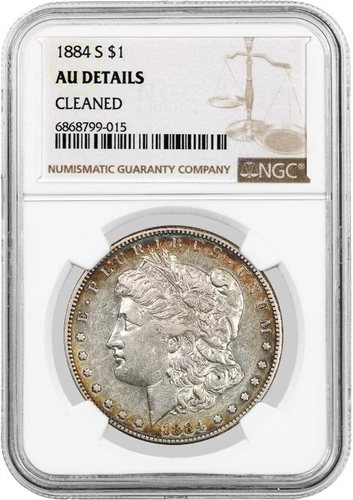 1884 S $1 Morgan Silver Dollar NGC AU Details Cleaned Key Date Coin #015