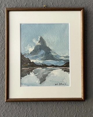 Original watercolour Matterhorn Alps in summer Gerhard Görner Zittau Lusatia 1947