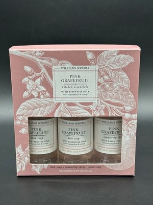 Williams Sonoma Pink Grapefruit Kitchen Essentials Soap Spray Set 8 oz New